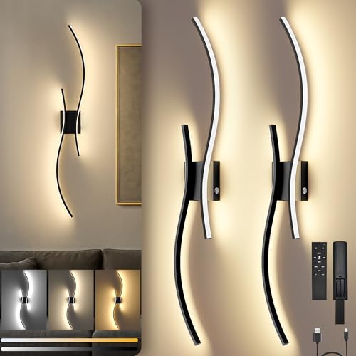 10000mAh Battery Operated Wall Sconces Set of 2, Black, 39.4 Inch - color: Black, size: 39.4in