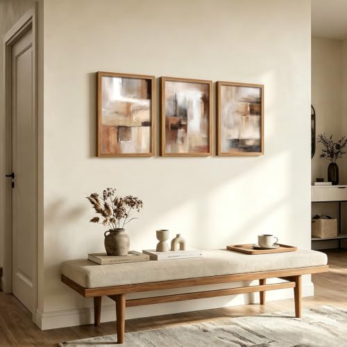 LYYGLYY 3Pcs Wood Framed Brown and Black Canvas Wall Art 16x24 Inches - color: Wood Frame Abstract Brown, size: 16x24 Inches