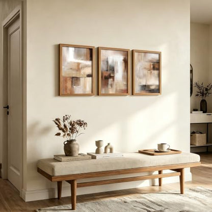 LYYGLYY 3Pcs Wood Framed Brown and Black Canvas Wall Art 16x24 Inches - color: Wood Frame Abstract Brown, size: 16x24 Inches