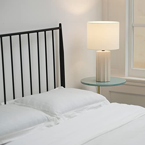 Globe Electric 20" Ribbed Concrete Finish Table Lamp with White Linen Shade - color: White, Doris
