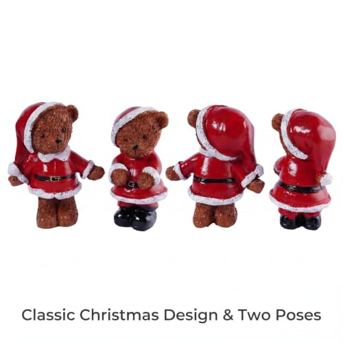 2-Piece Christmas Teddy Bear Figurines Christmas Decor Indoor