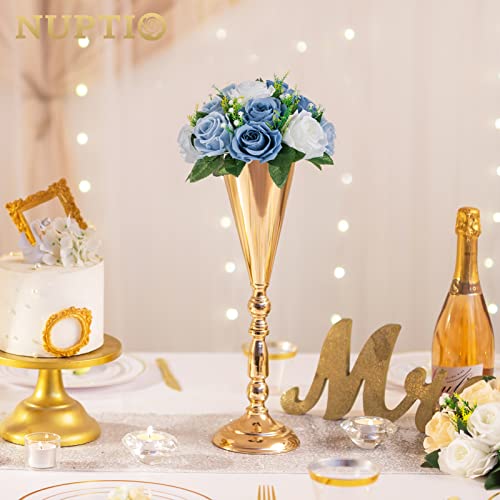 NUPTIO Flower Balls Wedding Table Centerpieces, Dusty Blue & White Roses - color: Dusty Blue & White, size: 2 Pcs