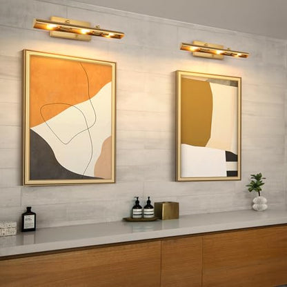 BELS Picture Lights for Wall Hardwired, 24 Inch Gold Wall Lights for Pictures,3-Light E12, 270° Adjustable Swing Arm, Plug in Wall Light for Artwork Poster Portrait Library Display