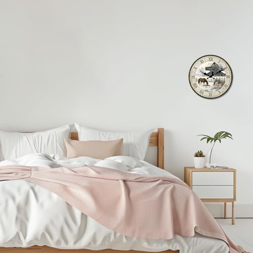 Farmhouse Wooden Wall Clocks Battery Operated 12 Inch - color: Beige1, size: 12 Inch
