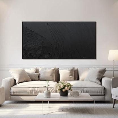 Large Framed Black Texture Abstract Canvas Wall Art for Living Room 29"x58" - color: Black, size: 58"L x 29"W