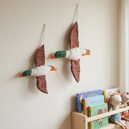Hungdao 2 Pcs Mallard Duck Nursery Wall Decor Felt Duck Wall Art Rustic Flying Birds Hanging Decor for Nursery Bedroom Living Room
