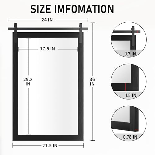 PAIHOME Black Farmhouse Bathroom Vanity Mirror 24" x 36" - color: Black, size: 36"L x 24"W