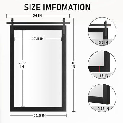 PAIHOME Black Farmhouse Bathroom Vanity Mirror 24" x 36" - color: Black, size: 36"L x 24"W
