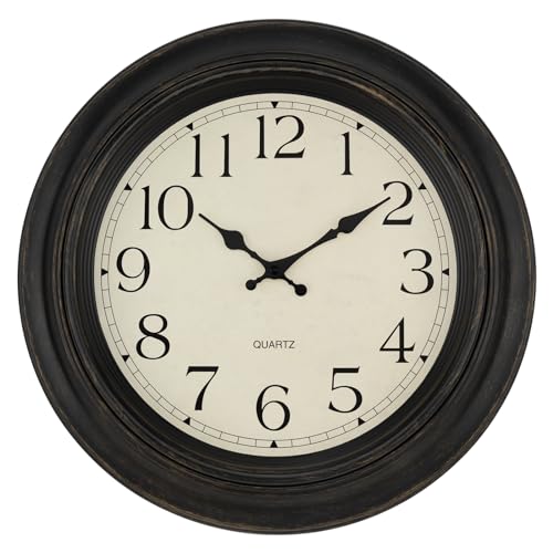 Foxtop Large Wall Clock 18 Inch Silent Non Ticking Battery Operated Classic Vintage Retro Wall Clock Decorative for Living Room Kitchen Home Office (Bronze) - color: Bronze Classic Vintage, size: 18 Inch