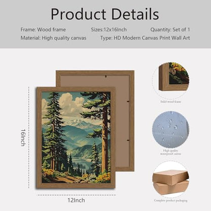 National Park Wall Art Framed, Mountain Forest Landscape Print - color: NationalParkTree, size: 12"L x 16"W