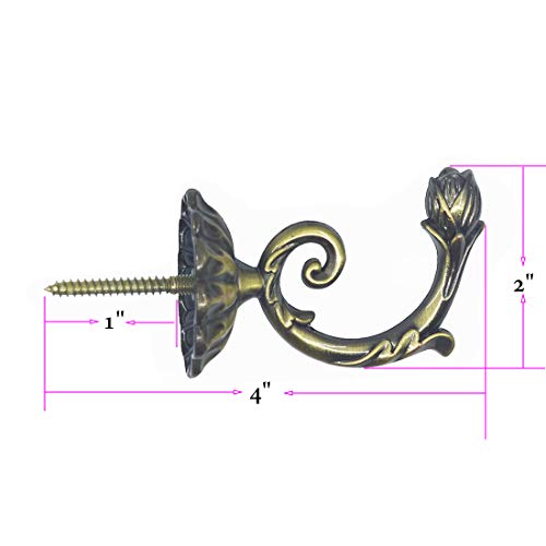 Ailejia 1Pair Curtain Holdbacks Metal Wall Mounted Curtain Tiebacks Solid Color Simplicity European Crown Hook Design Curtain Holdbacks (Bronze) - color: Bronze