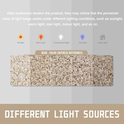 Yimobra Bathroom Rugs Non Slip Washable 24X17, Small Bath Mat, Beige&White - color: Light Beige and White, size: 17" X 24"