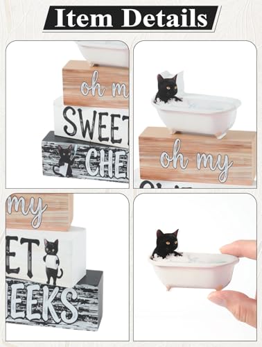 Cat Wooden Tabletop Decor, Oh My Sweet Cheeks Bathroom Wood Sign, Funny Farmhouse Home Decoration for Bathroom Shelf Vanity Desk - size: Cat sweet cheeks