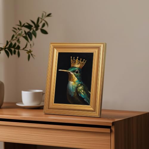 EJPFOGV Luxury Hummingbird with crown Framed Canvas Wall Art 8x10 inches - color: Crown, size: 10"L x 8"W