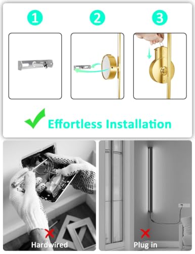 Wall Sconces Battery Operated Set of 2, 10000mAh Rechargeable Wall Lights - color: Gold