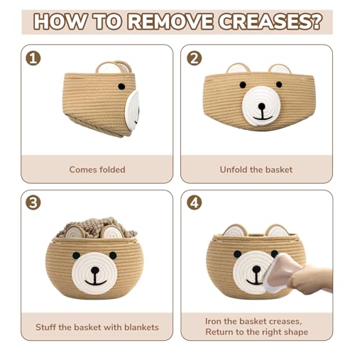 CherryNow Baby Basket for Gifts Empty, Cute Bear Design, Brown - color: Brown, size: 10.5"D x 8.5"H
