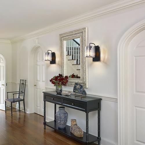 Wall Sconce,Crystal Wall Sconce,Black Wall Light Fixtures Indoor - color: Crystal Glass Sttyle