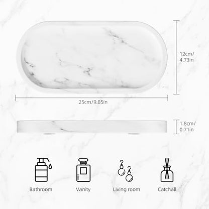 Decorative Trays with Natural Patterns,9.8x4.7x0.7in,Carrara White - color: Carrara White