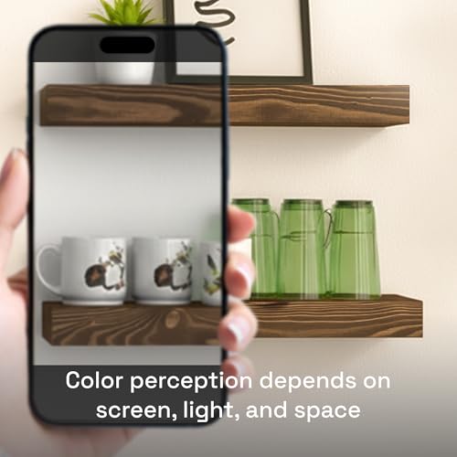 Solid Wood Floating Shelves for Wall 16 Inch Walnut, Wooden Bathroom Shelf - color: Walnut, size: 16 Inch