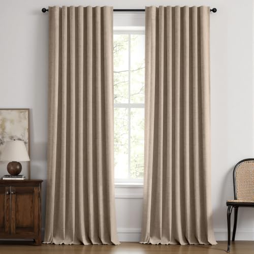 MIULEE 100% Blackout Linen Curtains 42 x 108 Inch Copper Brown 2 Panel - color: Copper Brown, size: 42"W x 108"L (Pack of 2)
