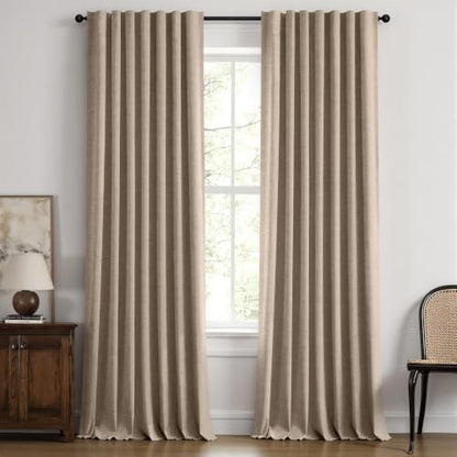MIULEE 100% Blackout Linen Curtains 42 x 108 Inch Copper Brown 2 Panel - color: Copper Brown, size: 42"W x 108"L (Pack of 2)
