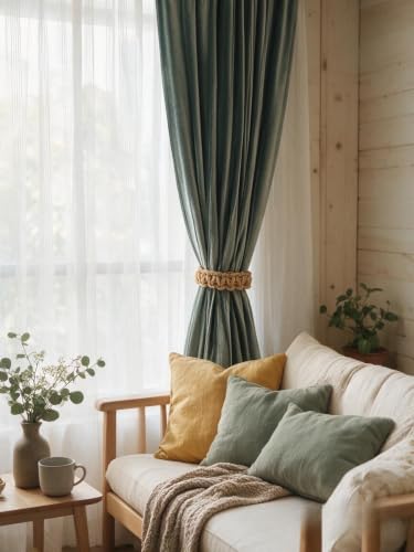 Braided Outdoor Curtain Tiebacks for Drapes, Rustic Curtain holdbacks 4 Pack, Handmade Decorative Curtain Ties for Sheer/Light Weight Drapes of Home Office Bedroom Window