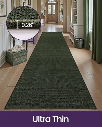 DEXI Hallway Runner Rug 36x96, Non Slip Long Rug for Entryway, Olive Green - color: Olive Green, size: 36" X 96" (Runner)