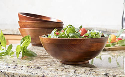 Lipper International Rubberwood Footed Bowl with Cherry Finish for Fruits, Salads, or Popcorn, Small, 7" Diameter x 2.75" Height, 27.05 Fl. Oz., Set of 4 Bowls - size: Small, style: Set of 4 Bowls