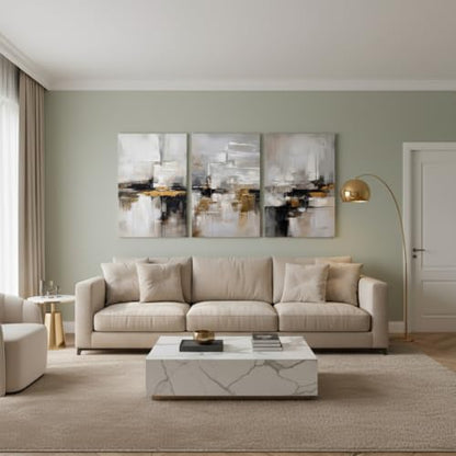 Neutral Abstract Landscape Textured Modern Wall Art for Living Room - color: abstract, size: 16L"x12W"