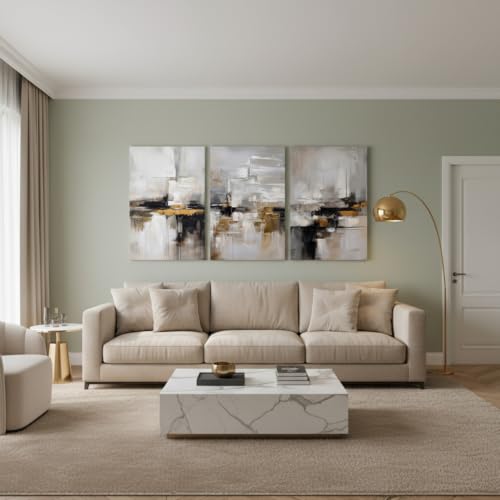 Neutral Abstract Landscape Textured Modern Wall Art for Living Room - color: abstract, size: 16L"x12W"