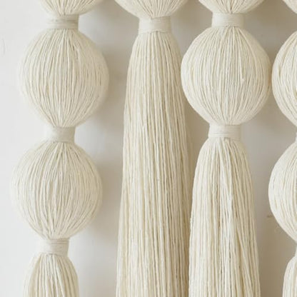 Jakalin Macrame Wall Hanging Boho Tassel White Fiber Wall Art 19.6"x15.7" - color: Ivory