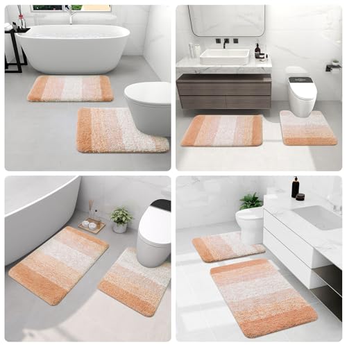 Arotive Microfiber Bathroom Rugs, Shaggy Soft Absorbent Bath Rug, 47x24 - color: Peach, size: 47" X 24"