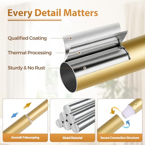 TONIAL Curtain Rods for Windows, 32 to 86 Inch, Gold, Single Drapery Rod - color: Gold, size: 32-86"