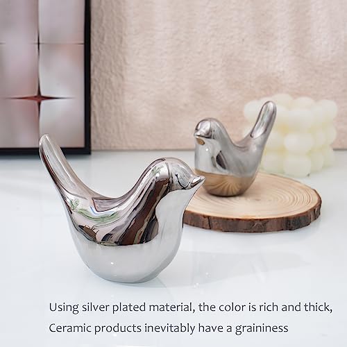 Notakia Silver Bird Figurines Set of 2 Small Bird Statues Home Decor - color: 2pcs Silver Birds