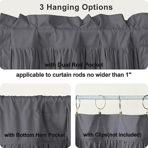 HIG 2 Pack Gray Handcrafted Window Treatment Tiers Curtains, 30"x24" - color: Darkgray, size: 30"W x 24"L (Pack of 2)