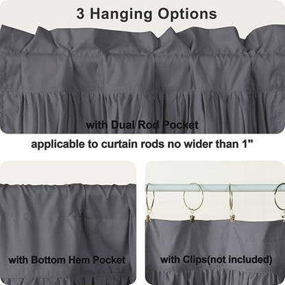 HIG 2 Pack Gray Handcrafted Window Treatment Tiers Curtains, 30"x24" - color: Darkgray, size: 30"W x 24"L (Pack of 2)