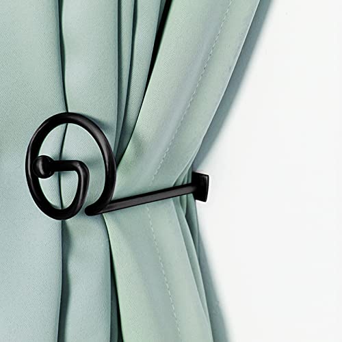 Curtain Hold Back Black Set of 4 for Wall, Curtain Tiebacks Pull Back for Curtains, Curtain Tieback Hook Drapery Tiebacks, Tie Back Wall Holder for Curtains Decorative Draperies Metal - color: Black 2pair