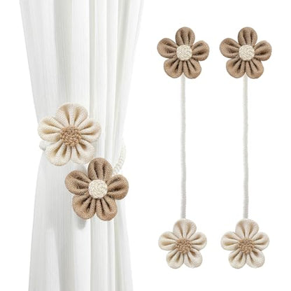 Lewondr Curtain Ropes Tiebacks, Beige & Coffee, 2 Pack - color: Beige & Coffee, size: Large