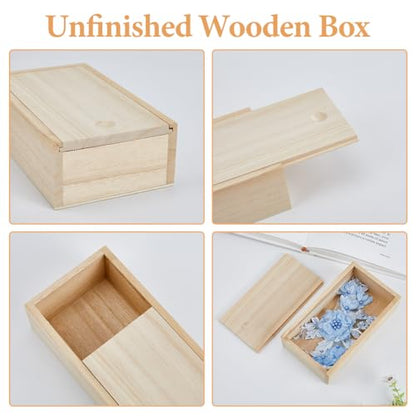 SUPERFINDINGS 6Pcs Wood Box with Slide Lid 6.6x3.7inch Unfinished Wooden Storage Box Small Wooden Box Trinket Storage Box with Slide Top for DIY Crafts Home Decoration Jewelry - size: 6.6x3.7inch