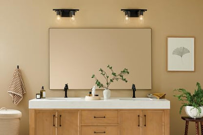 Kichler Crosby 2-Light Bathroom Vanity Light, Black - color: Black, size: 2 Light, style: Clear Glass