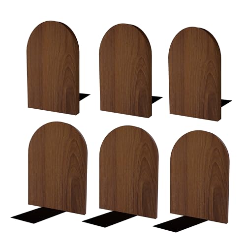 Myluxi Wooden Bookends for Shelves,Heavy Duty Walnut Book End 7x5x4in 3Pair - color: Round-3pair