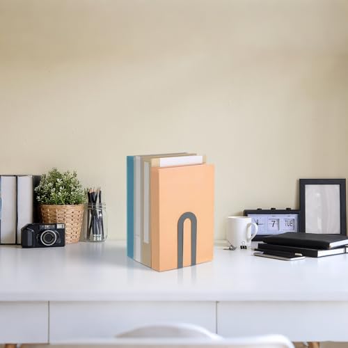 Chunful 6 Pcs Gray Metal BookEnds Shelves, 5.5 x 3.75 x 2.25 in - color: Gray, size: 5.5*3.75*2.25inch