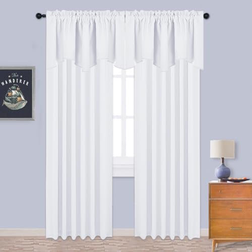 NICETOWN 2 Panels Royal Purple Kitchen Valances for Windows, 42W x 18L - color: Pure White, size: 42"W x 18"L (Pack of 2)
