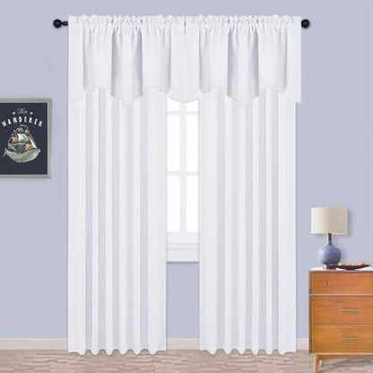 NICETOWN 2 Panels Royal Purple Kitchen Valances for Windows, 42W x 18L - color: Pure White, size: 42"W x 18"L (Pack of 2)