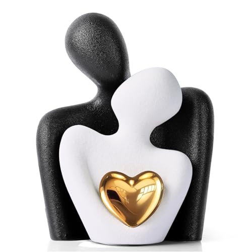 Mini Couple Statue Tv Stand Decor Items for Living Room Home Decor,Bedroom Decor for Couples Sculpture for Anniversary Wedding,Love Gifts for Couples 2026,Knick Knacks for Shelve (Black White, 9.4in) - color: Black White, size: 9.4in