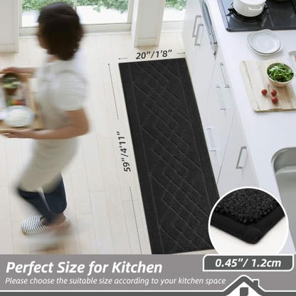 BEQHAUSE Kitchen Runner Rug Non Slip Kitchen Rugs, 20" x 59", Black - color: Black, size: 20" X 59"
