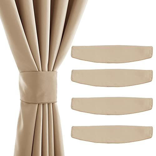 NICETOWN Handmade Curtain Tie Backs-Decorative Drape Tie Backs Holdback Holder for Window Draperies (Beige, 18.5 X 4 Inches, Set of 4) - color: Beige, size: 4"W x 18.5"L (Pack of 4)