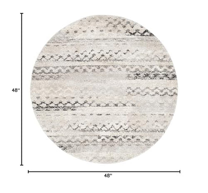 SAFAVIEH Retro Collection Area Rug - 4' Round, Cream & Grey, Modern Abstract Design, Non-Shedding & Easy Care, Ideal for High Traffic Areas in Living Room, Bedroom (RET2136-1180) - size: 4' (Round)