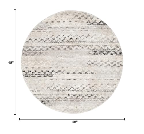 SAFAVIEH Retro Collection Area Rug - 4' Round, Cream & Grey, Modern Abstract Design, Non-Shedding & Easy Care, Ideal for High Traffic Areas in Living Room, Bedroom (RET2136-1180) - size: 4' (Round)