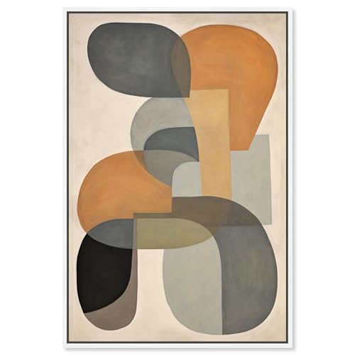 Art Remedy Ricole Modern Abstract Geometric Canvas Wall Art, White Floater Frame, 24"x16"
